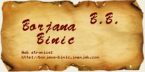 Borjana Binić vizit kartica